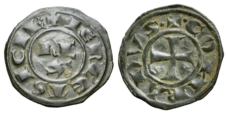 Italy, Sicily, Messina. Corrado I (1250-1254). BI Denaro (15mm, 0.63g, 3h). RX. ...