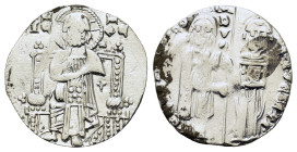 Italy. Venice. AR Grosso (19,7mm, 1,80g). Doge (duke) stands facing receiving banner from patron saint St. Mark. Rev: Facing figure of Nimbate Christ ...