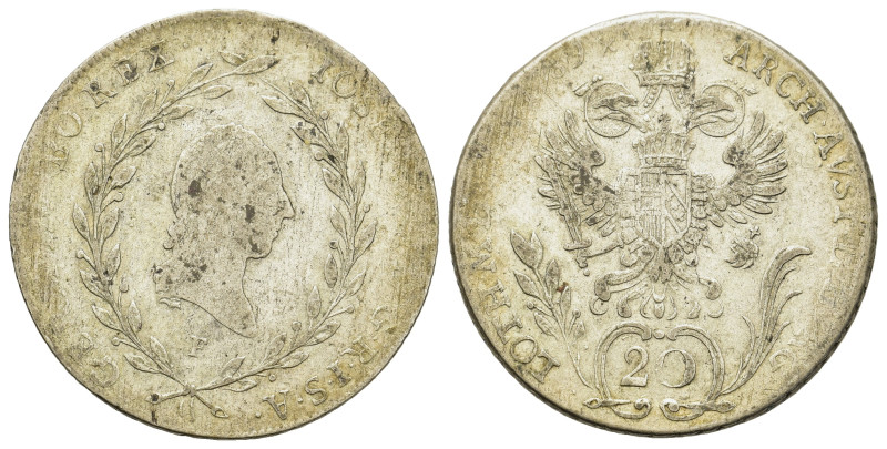 Austria. Joseph II (1765-1790). AR 20 Kreuzer 1789 F (28,7mm, 6.6g). KM 2069.