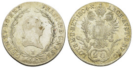 Austria. Francis II (1792-1806). Ar 20 Kreuzer 1804 B (27,4mm, 6.6g). KM 2139.