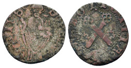 Italy. Bologna. Monetazione Anonima Pontificia, sec. XV. BI Quattrino (16mm, 0.7g). CNI 34; Ch. 104. Rare.