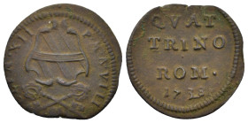 Italy. Vatican State. Clemente XII (1730-1740). Æ Quattrino 1738/VIII (19mm, 1.8g). Munt. 161