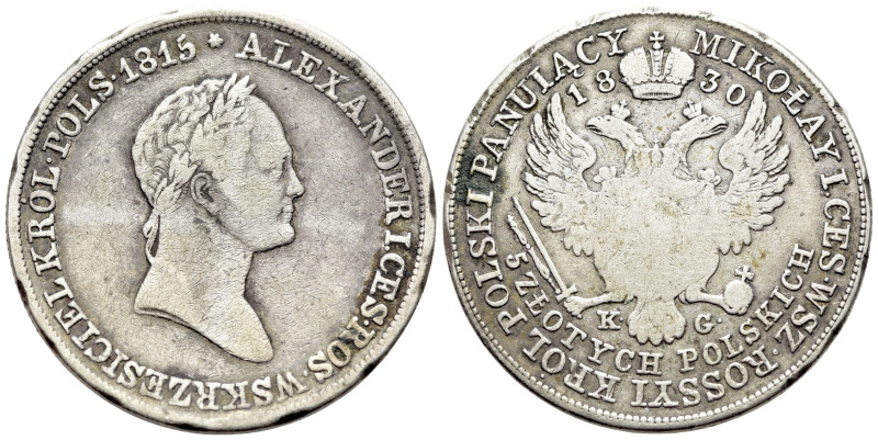 Poland (Russian Occupation). Nikolaus I (1825-1855). AR 5 Złotych 1830 (31mm, 15...