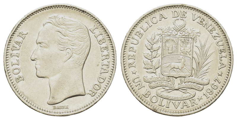 Venezuela. Fourth Republic (1953-1999). 1 Bolívar 1967. (22,8mm,5g).