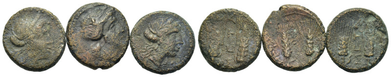 Lot of 3 Greek Æ coins, to be catalog. Lot sold as is, no return.