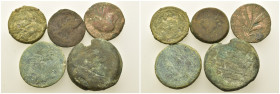 Lot of 5 Greek and Roman Æ coins, to be catalog. Lot sold as is, no return.