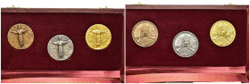Italy, Republic, St. Francis of Assisi 800th anniversary commemorative medal set in AV, AR and Æ. Engraved by A. Berti 1982. St. Francis standing faci...