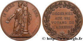 CHARLES X
Type : Médaille aux 221 votants de l’adresse 
Date : 1830 
Mint name / Town : 75 - Paris 
Metal : copper 
Diameter : 55,5  mm
Engraver : CAU...
