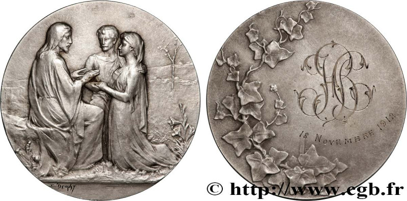 LOVE AND MARRIAGE
Type : Médaille de mariage 
Date : 1912 
Metal : silver 
Diame...