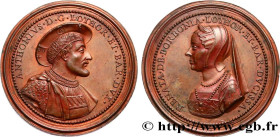 DUCHY OF LORRAINE – ANTOINE / ANTHONY
Type : Médaille, Antoine de Lorraine et Renée de Bourbon 
Date : n.d. 
Metal : copper 
Diameter : 47,5  mm
Engra...