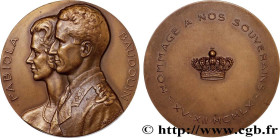 BELGIUM - KINGDOM OF BELGIUM - BAUDOUIN I
Type : Médaille, Hommage à nos souverains Fabiola et Baudouin 
Date : 1960 
Metal : bronze 
Diameter : 69,5 ...