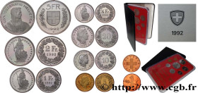 SWITZERLAND
Type : Série Proof 8 Monnaies 
Date : 1992 
Quantity minted : 7450 
Orientation dies : 12  h.
Commentary : Contient 8 monnaies : - 1 Centi...