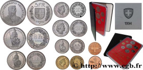 SWITZERLAND
Type : Série Proof 8 Monnaies 
Date : 1994 
Quantity minted : 6100 
Orientation dies : 12  h.
Commentary : Contient 8 monnaies : - 1 Centi...