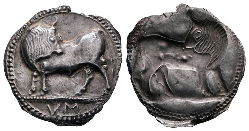 Lucania. Sybaris circa 530-510 BC. 
Stater AR

30 mm, 8,25 g

Bull standing...