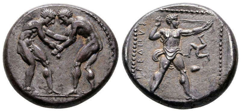 Pamphylia. Aspendos circa 380-325 BC.
Stater AR

23 mm, 10,92 g

Two wrestl...