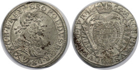 RDR – Habsburg – Österreich, RÖMISCH-DEUTSCHES REICH. Leopold I. (1657-1705). XV Kreuzer 1664, Wien. Vorzüglich+