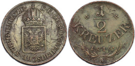 RDR – Habsburg – Österreich, RÖMISCH-DEUTSCHES REICH. Franz II. (I.) (1792-1835). 1/2 Kreuzer 1816 A. Kupfer. Fast Vorzüglich. Kratzer