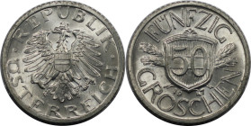 RDR – Habsburg – Österreich, REPUBLIK ÖSTERREICH. 50 Groschen 1947, Aluminium. KM 2870. Stempelglanz. Erhaltung!