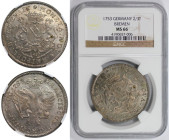 Altdeutsche Münzen und Medaillen, BREMEN - STADT. 48 Grote (2/3 Taler) 1753. Silber. KM 200. Auflage 1242 Stück. NGC MS 66
