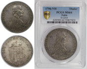 Altdeutsche Münzen und Medaillen, FULDA. Adalbert III. von Harstall. Taler 1796 VH. Silber. Dav. 2264, KM 150. PCGS MS 64