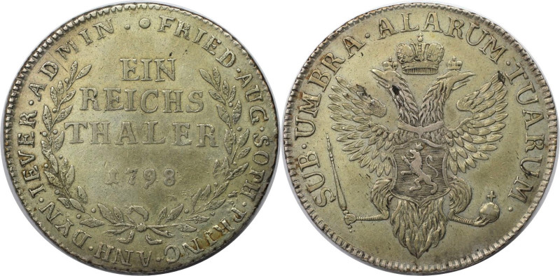 Altdeutsche Münzen und Medaillen, JEVER. Reichstaler preuß 1798, Silberhütte. 21...