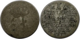 Altdeutsche Münzen und Medaillen, MECKLENBURG - SCHWERIN. Friedrich II. 1 Schilling Courant 1779. Silber. KM 204. Sehr Schön