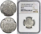 Altdeutsche Münzen und Medaillen, MECKLENBURG - STRELITZ. Adolf Friedrich IV. 1/6 Taler 1756 HCB. NGC MS 62