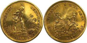 Altdeutsche Münzen und Medaillen, NÜRNBERG, STADT. Goldmedaille zu einem Dukaten ND (um 1700). 3,47g. Vs.: GEWONHEIT HAT HIER GUTE KRAFT, Grabender La...