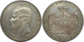 Altdeutsche Münzen und Medaillen. WALDECK - PYRMONT. Georg Victor (1852-1893). Vereinsdoppeltaler 1856 A. Silber. 37,06 g. Dav. 928, AKS 44, Kahnt 552...