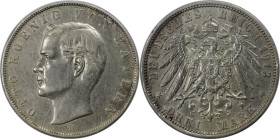 Deutsche Münzen und Medaillen ab 1871. REICHSSILBERMÜNZEN. Bayern. Otto (1886-1913). 3 Mark 1913 D, Silber. Jaeger 47. Vorzüglich