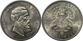 Deutsche Münzen und Medaillen ab 1871, REICHSSILBERMÜNZEN, Preußen. Friedrich III. (1888-1888). 2 Mark 1888 A. Silber. Jaeger 98. Fast Stempelglanz