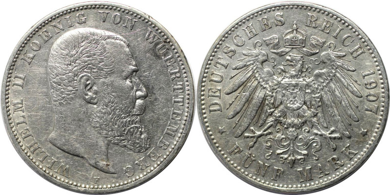 Deutsche Münzen und Medaillen ab 1871, REICHSSILBERMÜNZEN, Württemberg, Wilhelm ...