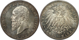 Deutsche Münzen und Medaillen ab 1871, REICHSSILBERMÜNZEN, Schaumburg-Lippe. Georg (1893-1911). 3 Mark 1911 A. Auf seinen Tod. Silber. Jaeger 166. Fas...