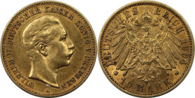Deutsche Münzen und Medaillen ab 1871, REICHSGOLDMÜNZEN, Preußen. Wilhelm II. (1888-1918). 10 Mark 1904 A. Gold. 3,98 g. Vorzüglich-stempelglanz
