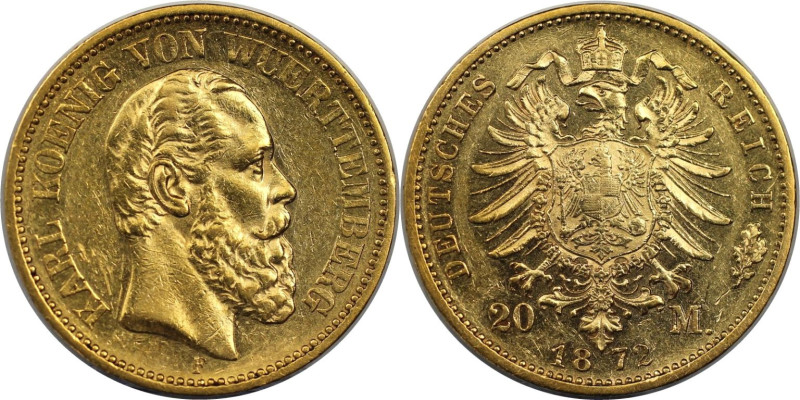 Deutsche Münzen und Medaillen ab 1871, REICHSGOLDMÜNZEN, Wurttemberg. Karl (1864...