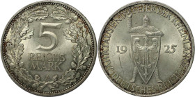 Deutsche Münzen und Medaillen ab 1871, WEIMARER REPUBLIK. 5 Reichsmark 1925 A, auf die 1000-Jahrfeier der Rheinlande. Silber. KM 47, Jaeger 322, AK S6...