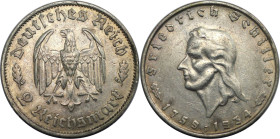 Deutsche Münzen und Medaillen ab 1871, 3. REICH 1933-1945. Friedrich Schiller. 2 Reichsmark 1934 F. Zum 175. Geburtstag von Friedrich von Schiller. Si...