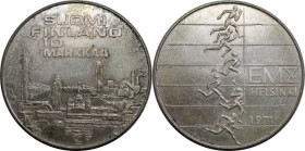 Europäische Münzen und Medaillen, Finnland / Finland. Leichtathletik EM Helsinki. 10 Markkaa 1971. 24,20 g. 0.500 Silber. 0.39 OZ. KM 52. Fast Stempel...