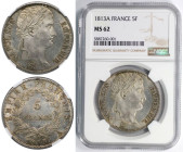 Europäische Münzen und Medaillen, Frankreich / France. Napoleon I. (1804-1814). 5 Francs 1813 A, Paris. Silber. Gad. 584. NGC MS 62