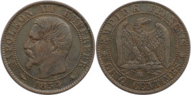 Europäische Münzen und Medaillen, Frankreich / France. Napoleon III. (1852-1870). 5 Centimes 1854 BB. Bronze. KM 777.3. Fast Vorzüglich