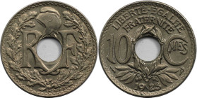 Europäische Münzen und Medaillen, Frankreich / France. Dritte Republik (1870-1940). 10 Centimes 1923. Kupfer-Nickel. KM 866a. Vorzüglich+