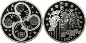 Europäische Münzen und Medaillen, Frankreich / France. Europäische Währungsunion. 1 1/2 Euro 2003. 22,20 g. 0.900 Silber. 0.64 OZ. KM 1338. Polierte P...