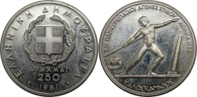 Europäische Münzen und Medaillen, Griechenland / Greece. XIII. Leichtathletik EM 1982 in Athen - Speerwerfer. 250 Drachmen 1981. 14,44 g. 0.900 Silber...