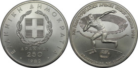 Europäische Münzen und Medaillen, Griechenland / Greece. XIII. Leichtathletik EM 1982 in Athen - Kugelstoßen. 250 Drachmen 1982. 14,44 g. 0.900 Silber...