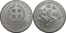 Europäische Münzen und Medaillen, Griechenland / Greece. XIII. Leichtathletik EM 1982 in Athen - Moderne Läufer. 500 Drachmen 1982. 28,88 g. 0.900 Sil...