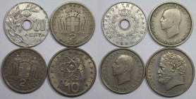 Europäische Münzen und Medaillen, Griechenland / Greece, Lots und Sammlungen. 20 Lepta 1954, Aluminium, KM 79 (Ss-Vz). 2 x 2 Drachmen 1954, 1962, Kupf...