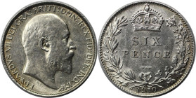 Europäische Münzen und Medaillen, Großbritannien / Vereinigtes Königreich / UK / United Kingdom. Edward VII. (1901-1910). Sixpence (6 Pence) 1910, Sil...