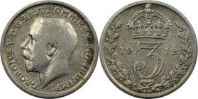 Europäische Münzen und Medaillen, Großbritannien / Vereinigtes Königreich / UK / United Kingdom. George V. (1910-1936). 3 Pence 1912, Silber. KM 813. ...