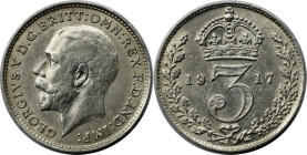 Europäische Münzen und Medaillen, Großbritannien / Vereinigtes Königreich / UK / United Kingdom. George V. (1910-1936). 3 Pence 1917, Silber. KM 813. ...