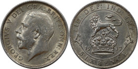 Europäische Münzen und Medaillen, Großbritannien / Vereinigtes Königreich / UK / United Kingdom. George V. (1910-1936). 6 Pence (Sixpence) 1917, Silbe...